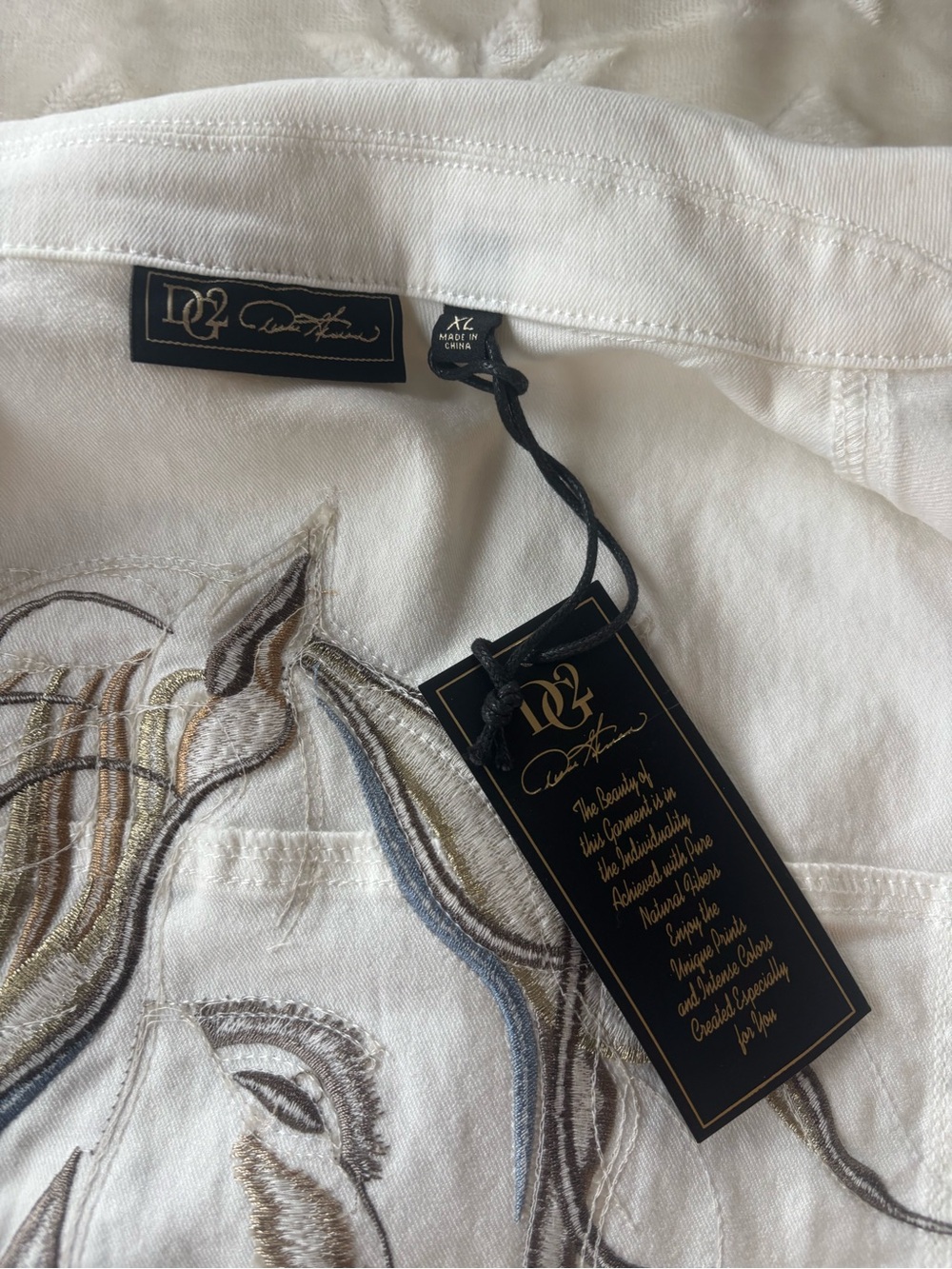 DG2 Diane Gilman White Denim Jacket Embroidered Horse Western Equestrian - Picture 9 of 11